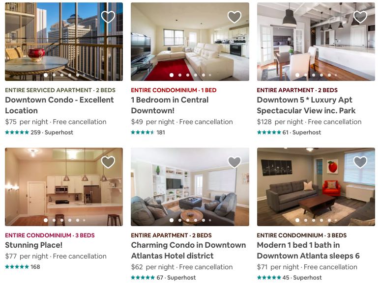 Atlanta Airbnb Availability Options Locations