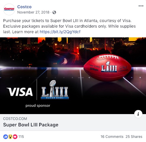 Costco Super Bowl Ticket Packages